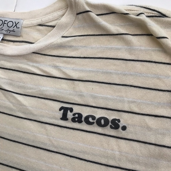 WILDFOX Tacos Oversized Short Sleeve Knit Striped T Shirt - Picture 2 of 5